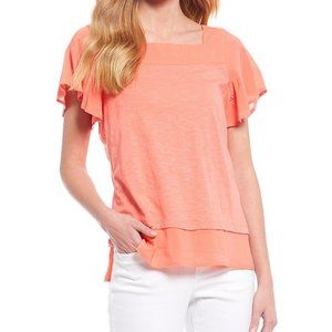 VINCE CAMUTO PEACH SQUARE NECK BLOUSE